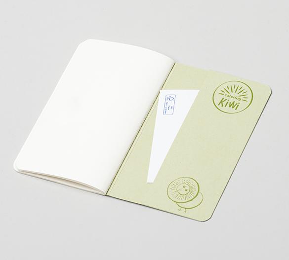 MN41-kiwi Der genähte Notizblock Mindnotes® mit einem Umschlag aus Organic Spirit Papier - Kiwi