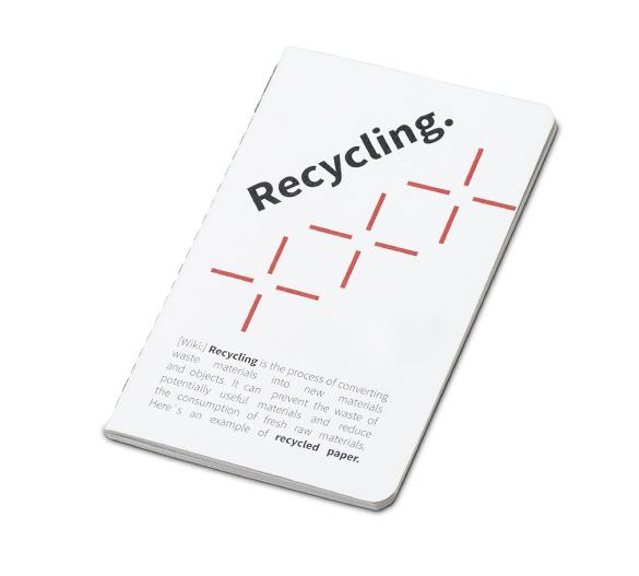 MN41-recycled Der genähte Notizblock Mindnotes® mit einem Recyclingpapier Umschlag